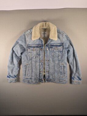 Hollister Women's Blue/Ivory Sherpa Lined Button Down Jean Jacket Size XS